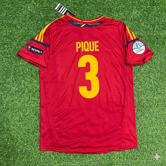 Gerard Pique Spain EURO 2012 Final Retro Football Jersey Kit