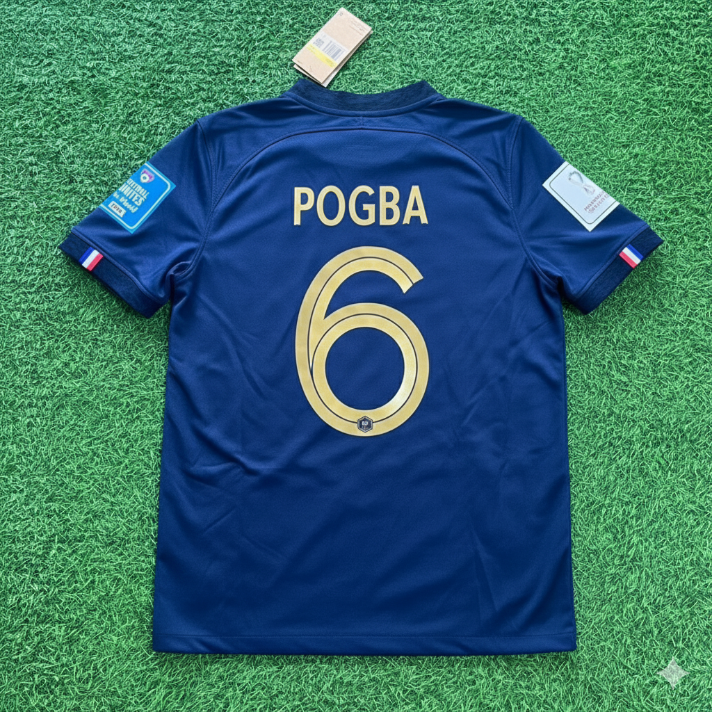 Paul Pogba France 2022 World Cup Final Retro Jersey Maillot Trikot Soccer Shirt