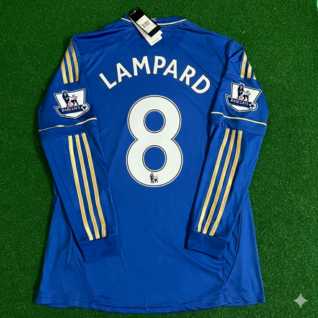 Frank Lampard Chelsea 2012-13 Premier League Patch Blue Retro Football Jersey