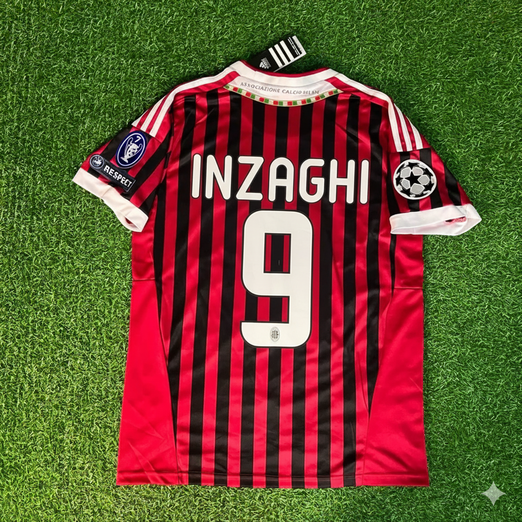 Filippo Inzaghi 9 - AC Milan Home 2011/12 Retro Kit Jersey Maillot Trikot Soccer Shirt