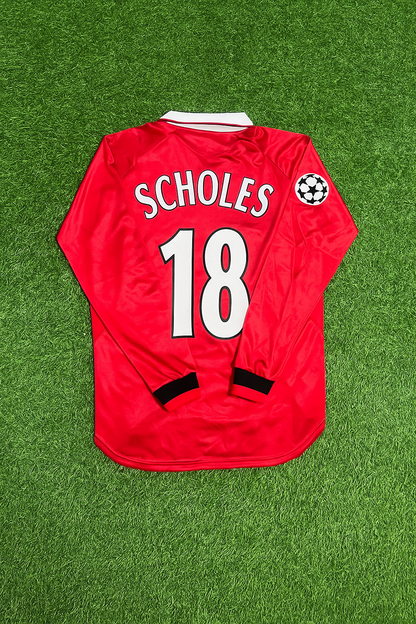 Paul Scholes Manchester United 1999 Champions League Final Retro Football Jersey Kit