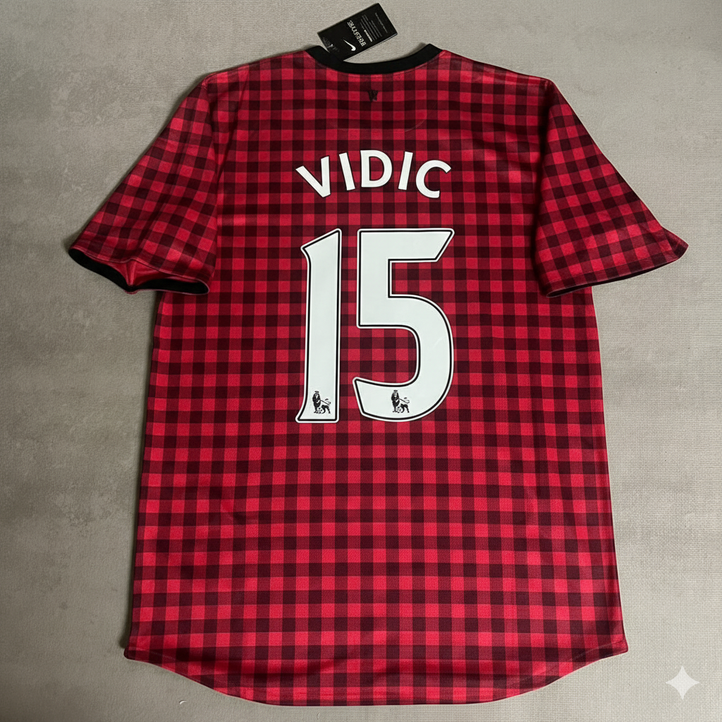 Nemanja Vidic Manchester United 2012 2013 Season Red Retro Jersey Maillot Trikot