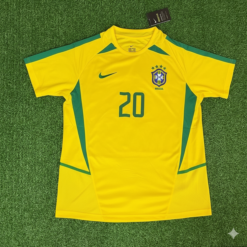 Alex de Souza Brazil 2002 World Cup Yellow Retro Football Jersey