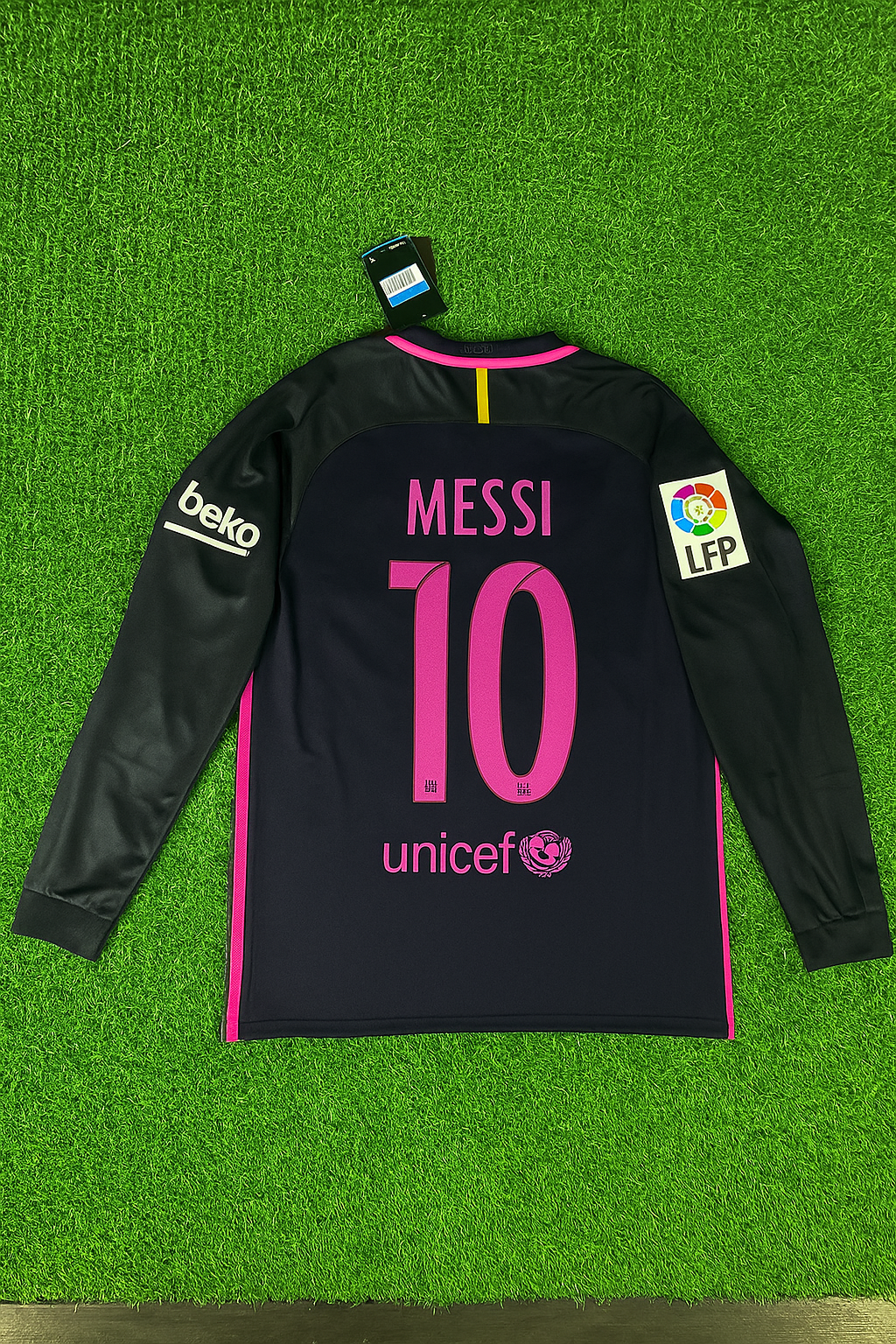 Lionel Messi Barcelona 14/15 Retro Pink Printing Long Sleeve Jersey Maillot Trikot Maglia