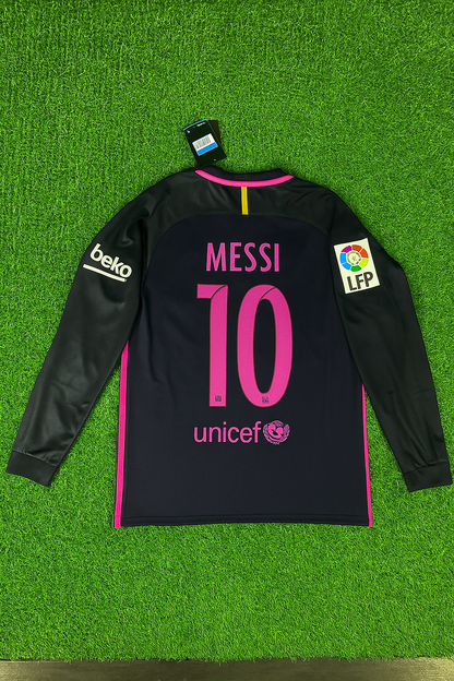 Lionel Messi Barcelona 14/15 Retro Pink Printing Long Sleeve Jersey Maillot Trikot Maglia