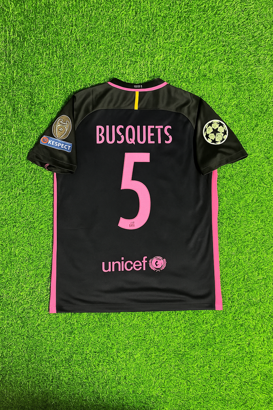 Sergio Busquets 2014/15 Retro Black Pink Jersey Maillot Trikot Maglia