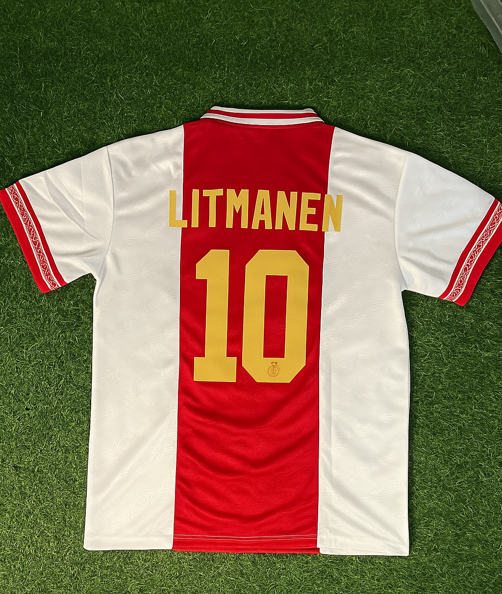 Jari Litmanen Ajax Retro Golden Printing Jersey Trikot Soccer Shirt