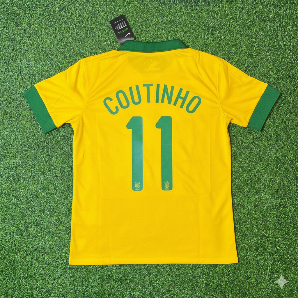 Philippe Coutinho Brazil Retro Football Jersey Kit