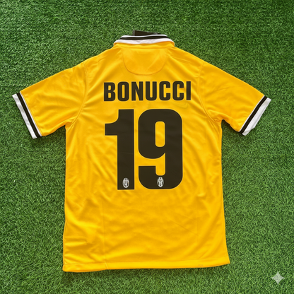 Leonardo Bonucci Juventus 2013/2014 Yellow Away Retro Football Jersey
