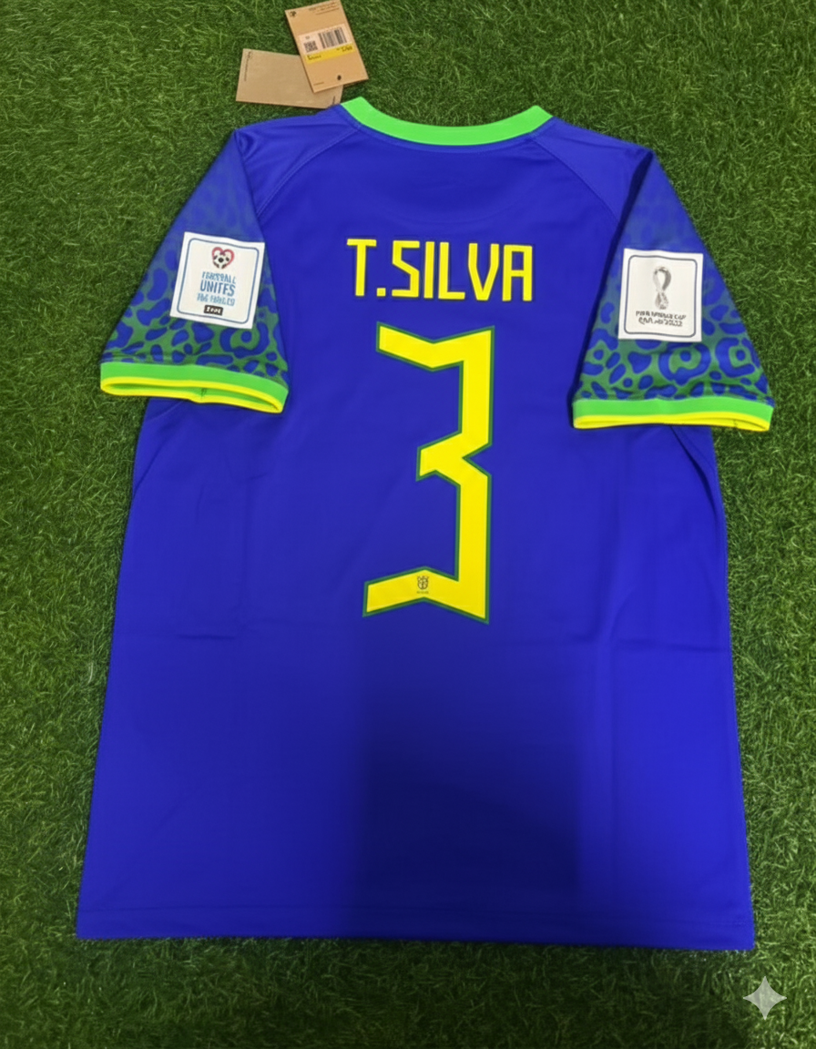 Thiago Silva Brazil 2022 World Cup Retro Football Jersey