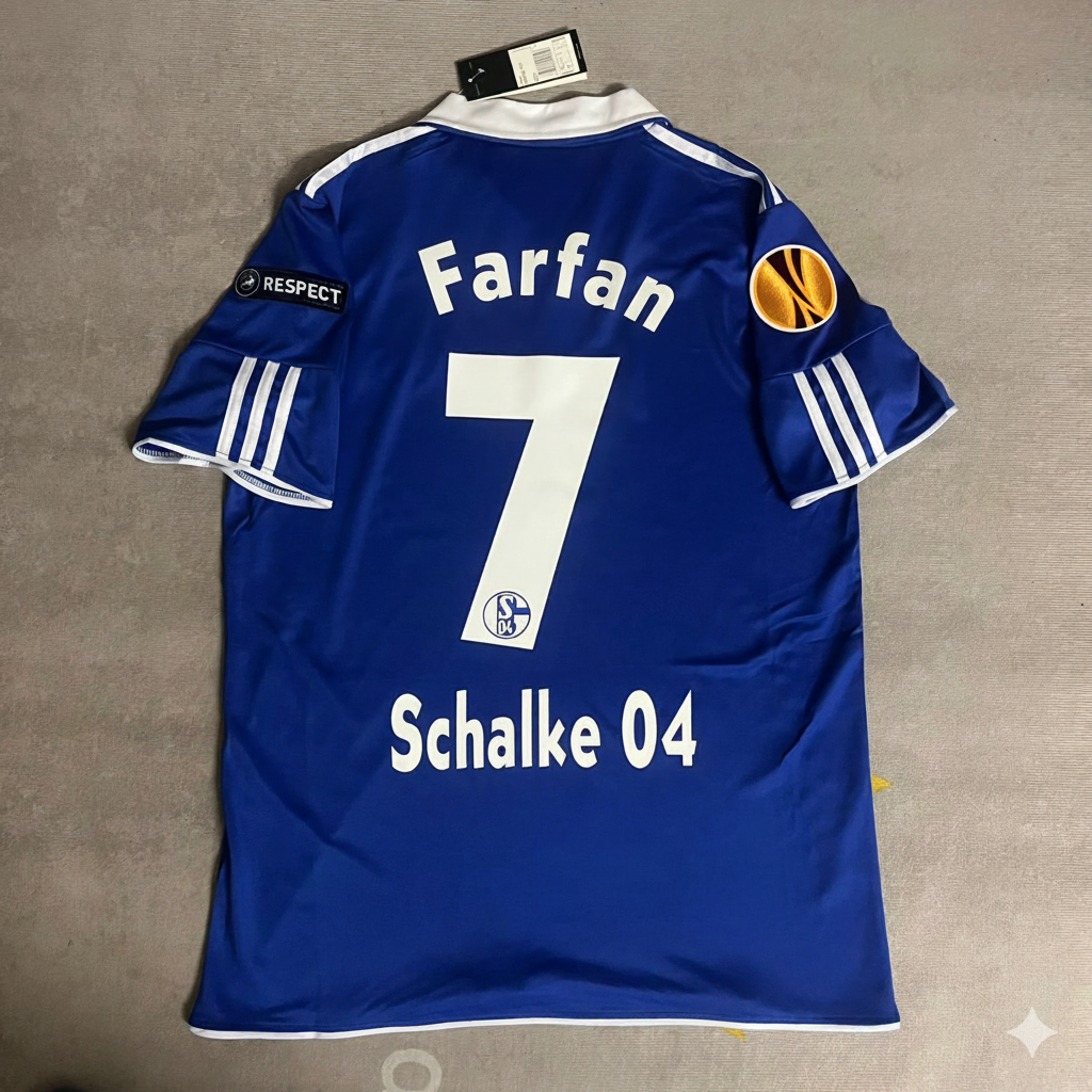 Jefferson Farfan Schalke 04 2011 2012 Retro Uefa Patch Football Jersey Trikot Maillot Soccer Shirt