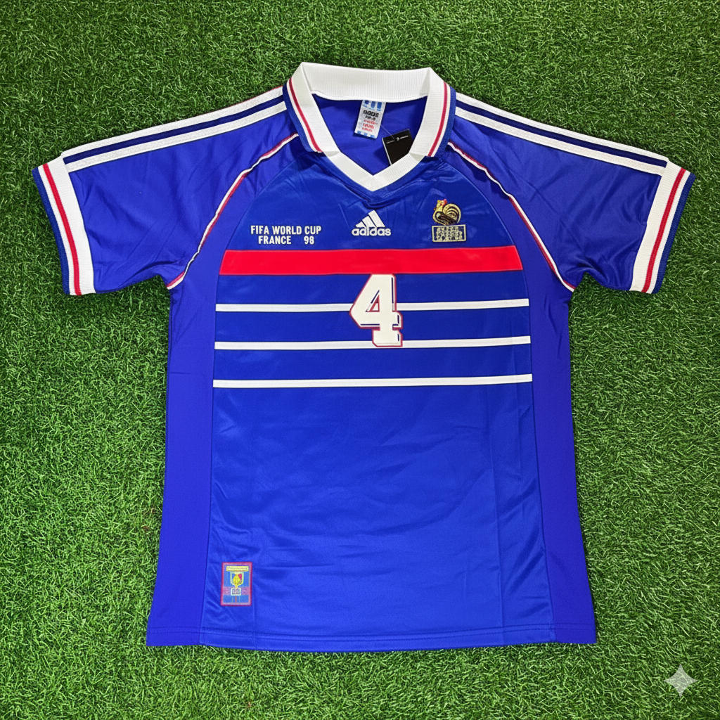 Patrick Vieira France 1998 World Cup Retro Football Jersey Maillot Trikot Soccer Shirt