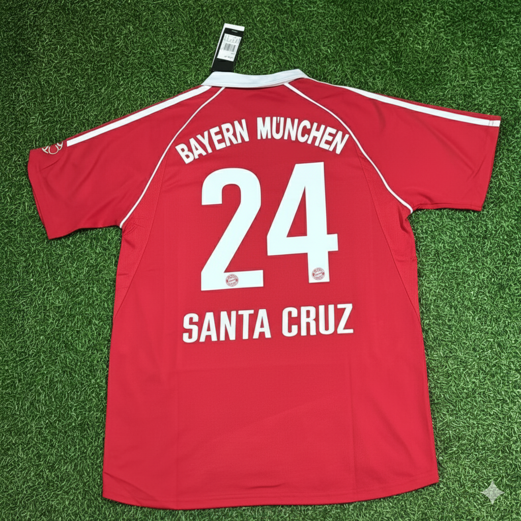 Roque Santa Cruz Bayern Munich 2006/07 Red Retro Football Jersey Kit