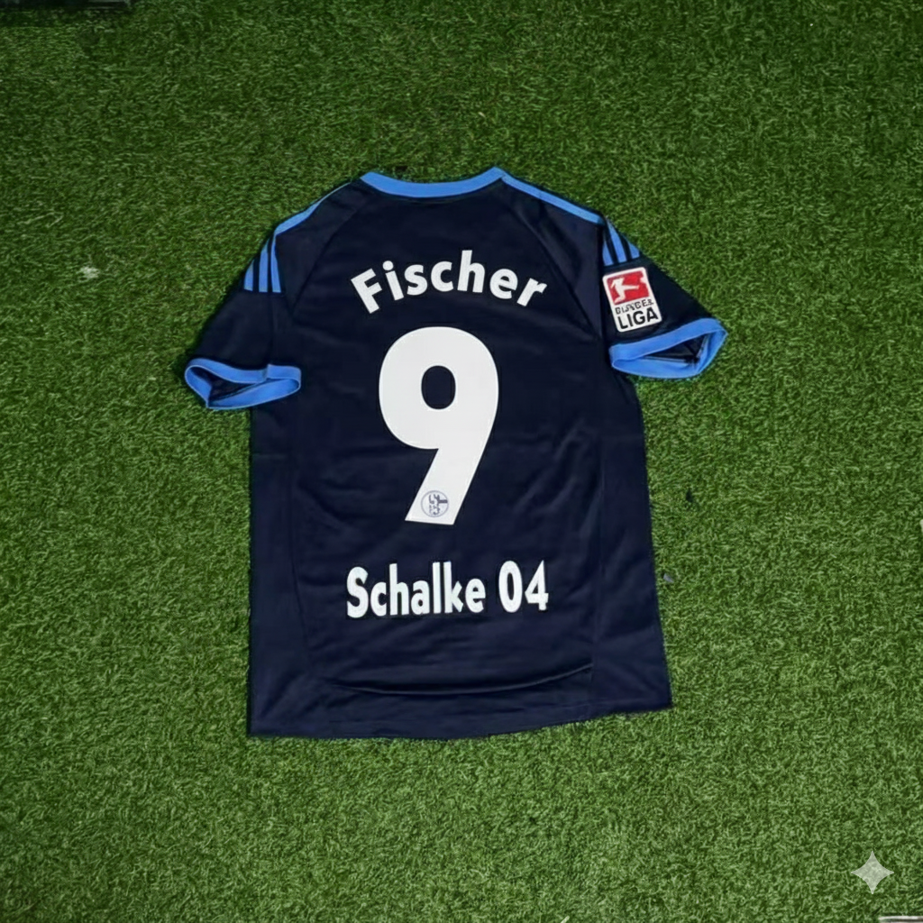 Klaus Fischer Schalke 04 Retro Away Heimtrikot Rot Fußball Trikot