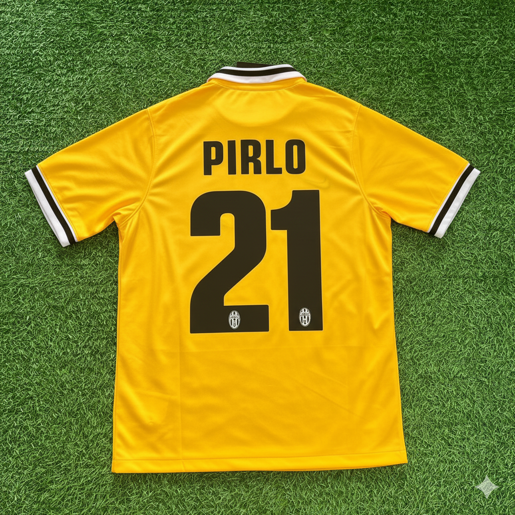 Andrea Pirlo Juventus 2013/2014 Yellow Away Retro Football Jersey