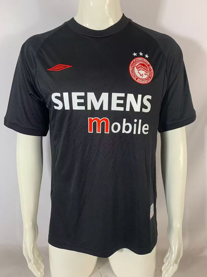 Olympiacos 2004-05 – Black Home Retro Kit Jersey Trikot Maillot Soccer Shirt