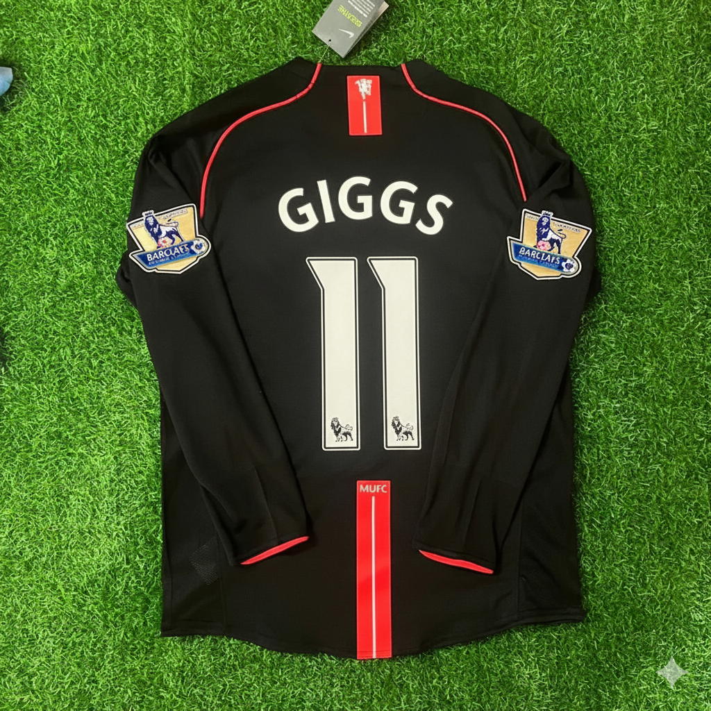 Ryan Giggs 2007-2008 Manchester United Black Retro Jersey Trikot Camiseta Maillot