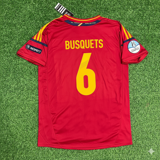 Sergio Busquets Spain EURO 2012 Final Retro Football Jersey Kit