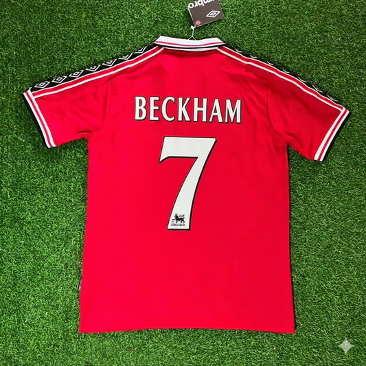 David Beckham Manchester United 1999 Rotes Retro-Trikot Maillot Trikot Maglia Fußballtrikot