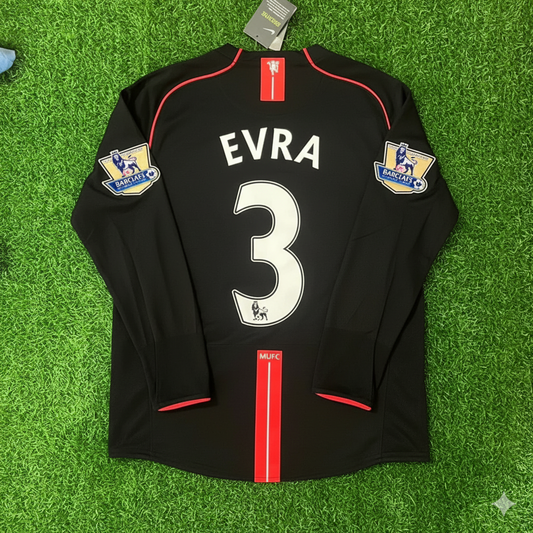 Patrice Evra 2007-2008 Manchester United Black Retro Jersey Trikot Camiseta Maillot