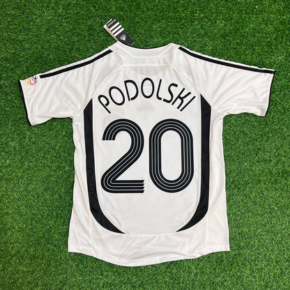 Lukas Podolski Germany Deutschland 2006 World Cup White Retro Soccer Jersey Trikot Maillot Soccer Shirt