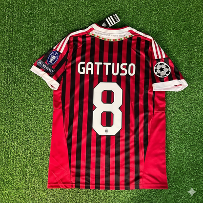 Gennaro Gattuso 8 - AC Milan Home 2011/12 Retro Kit Jersey Maillot Trikot Soccer Shirt