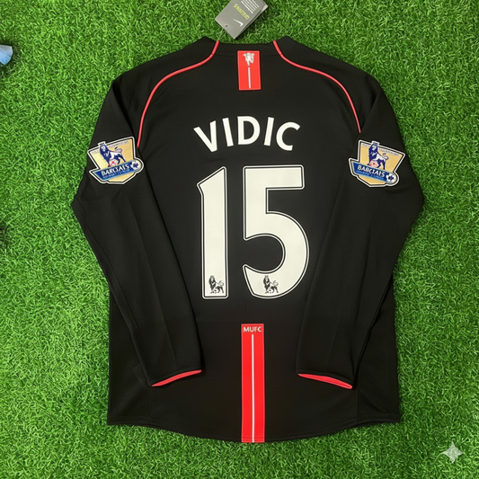 Nemanja Vidic 2007-2008 Manchester United Black Retro Jersey Trikot Camiseta Maillot
