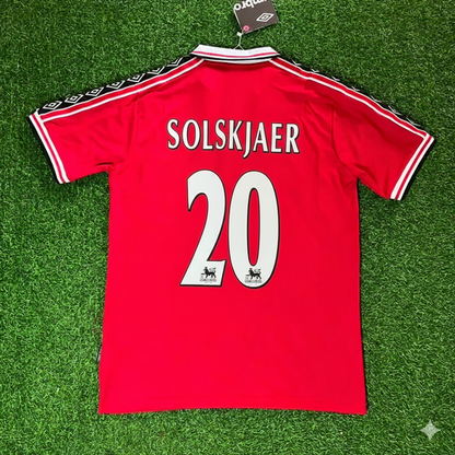 Ole Gunnar Solskjaer Manchester United 1999 Red Retro Jersey Maillot Trikot Maglia Soccer Shirt
