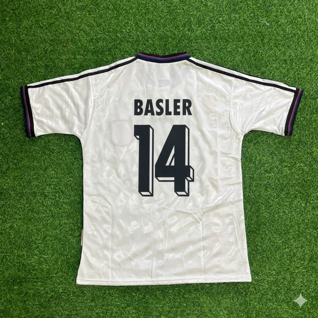 Mario Basler Bayern Munich 1997-1998 Away White Retro Football Jersey Kit