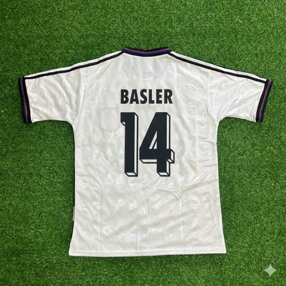 Mario Basler Bayern Munich 1997-1998 Away White Retro Football Jersey Kit