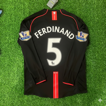 Rio Ferdinand 2007-2008 Manchester United Black Retro Jersey Trikot Camiseta Maillot