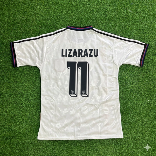 Bixente Lizarazu Bayern Munich 1997-1998 Away White Retro Football Jersey Kit