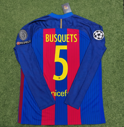 Sergio Busquets Barcelona 2016 Special Edition Jersey with FIFA World Championship Patch Soccer Jersey