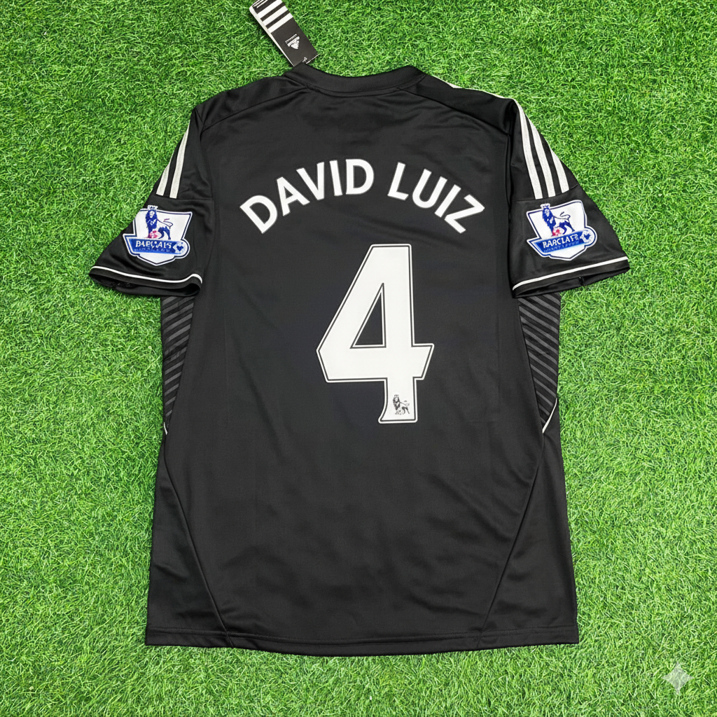 David Luiz Chelsea 2013-14 Black Retro Football Jersey Kit