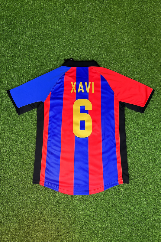 Xavi Hernandez 6 – Barcelona 2001/2002 Home Retro Kit Jersey Trikot Maillot Soccer Shirt