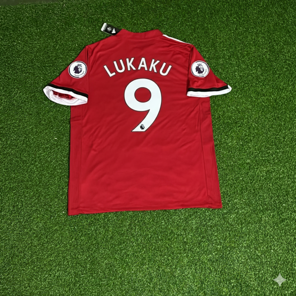 Romelu Lukaku Manchester United 2017/18 Red Retro Football Jersey Kit