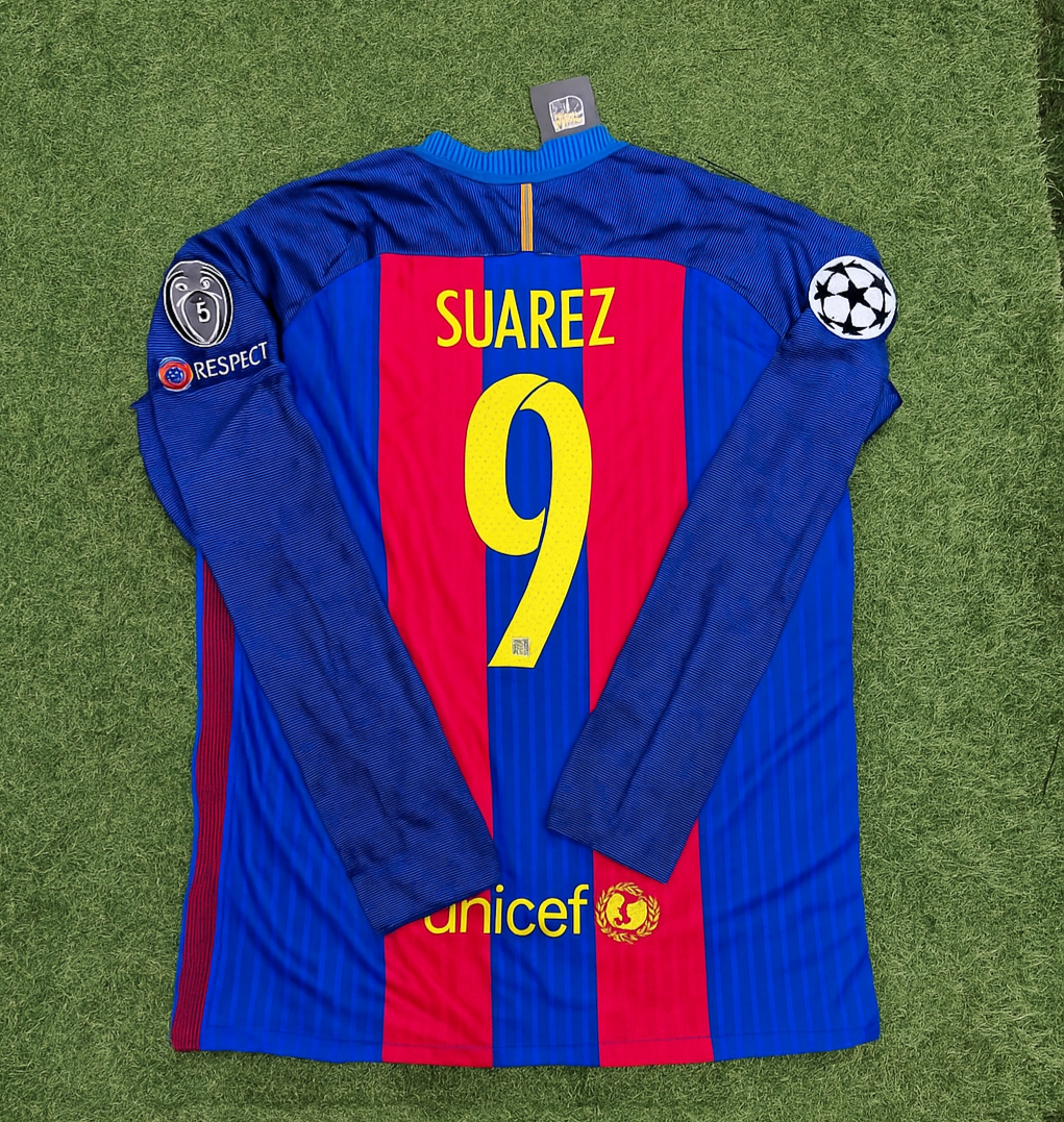 Luis Suarez Barcelona 2016 Special Edition Jersey with FIFA World Championship Patch Soccer Jersey
