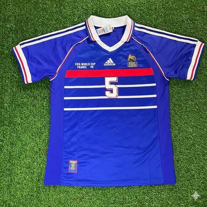 Laurent Blanc France 1998 World Cup Retro Football Jersey Maillot Trikot Soccer Shirt