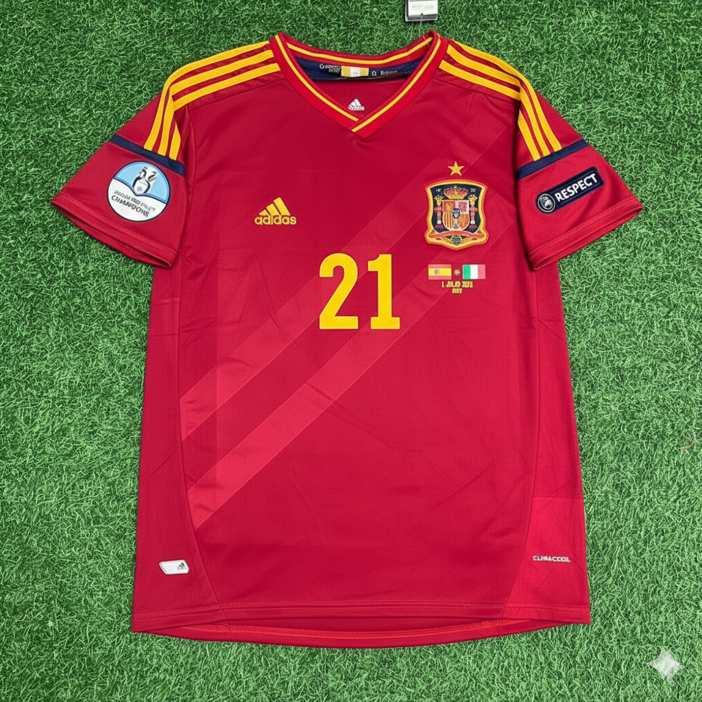 David Silva Spain EURO 2012 Final Retro Football Jersey Kit