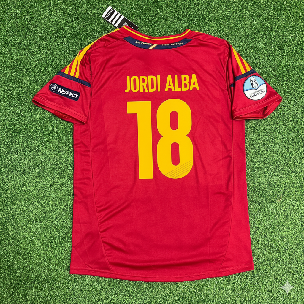 Jordi Alba Spain EURO 2012 Final Retro Football Jersey Kit