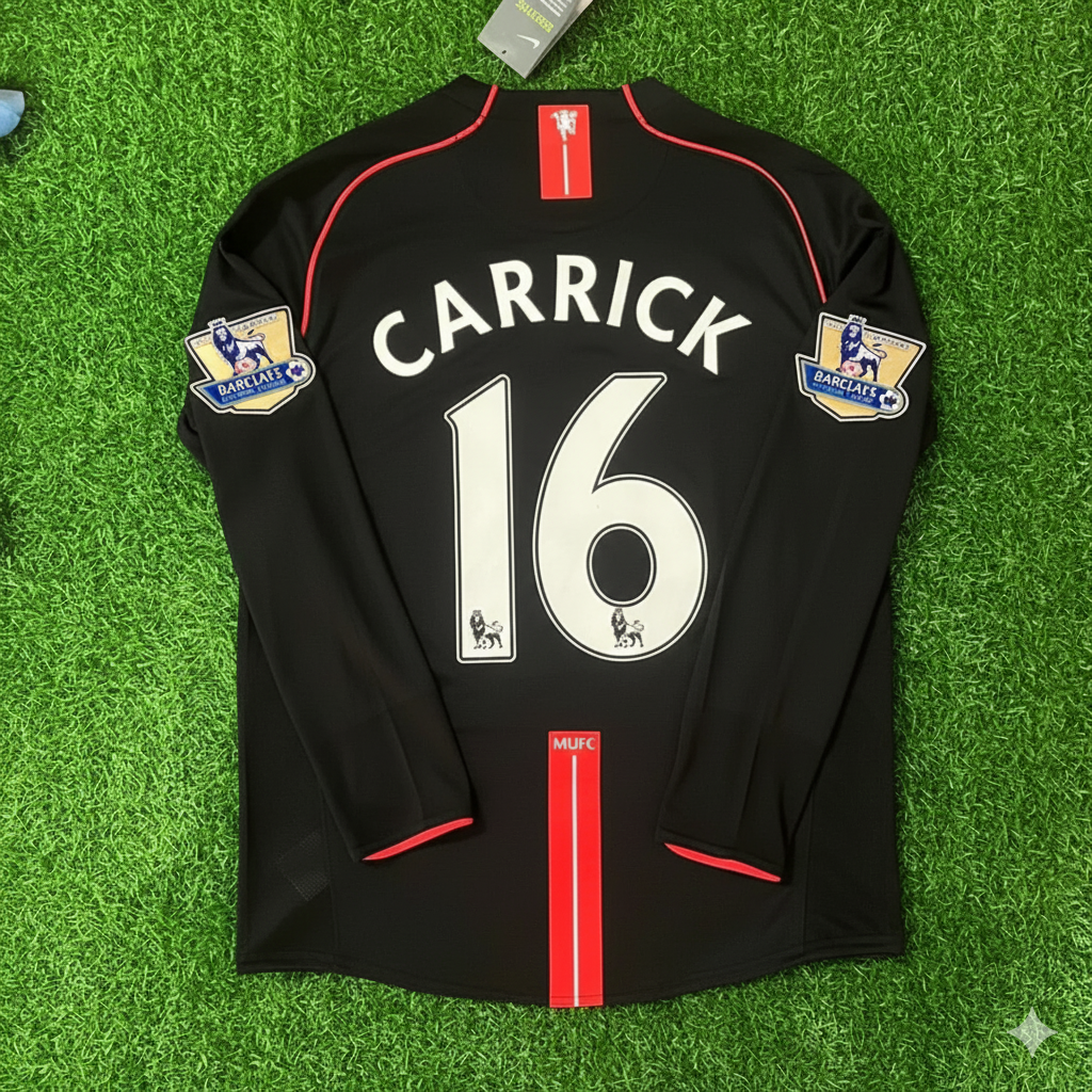 Michael Carrick 2007-2008 Manchester United Black Retro Jersey Trikot Camiseta Maillot
