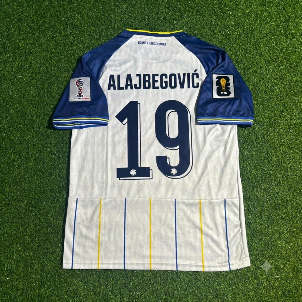 Kerim Alajbegovic Bosnia and Herzegovina 2026 World Cup White Football Jersey