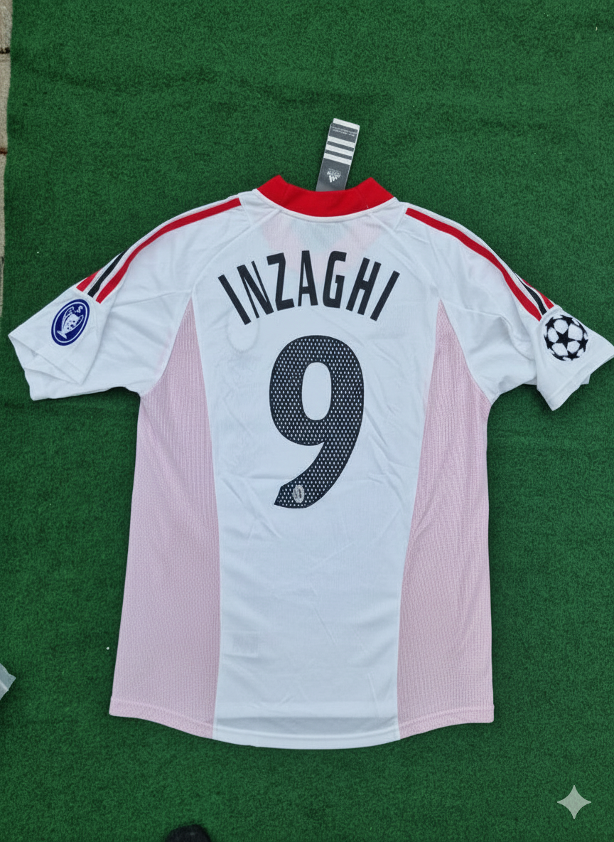 Filippo Inzaghi AC Milan 2003 Champions League Final Old Trafford White Retro Jersey Maglia Maillot