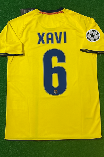 Xavi Hernandez 2008-09 Barcelona Yellow Retro Jersey