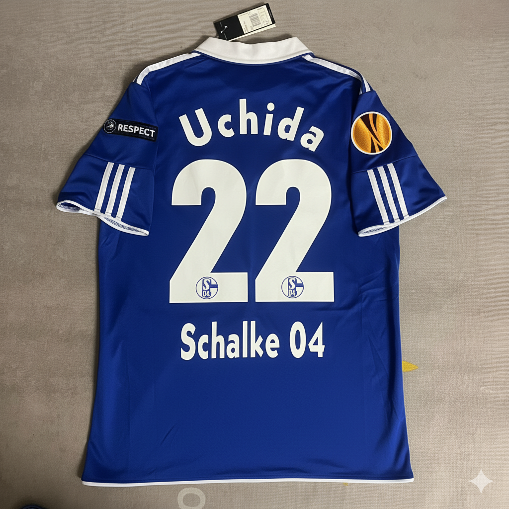 Atsuto Uchida Schalke 04 2011 2012 Retro Uefa Patch Football Jersey Trikot Maillot Soccer Shirt