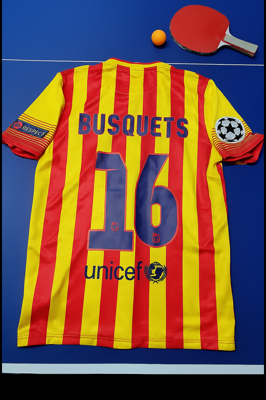 Sergio Busquets 16 – Barcelona 2013/2014 Gelb-Rotes Retro-Trikot