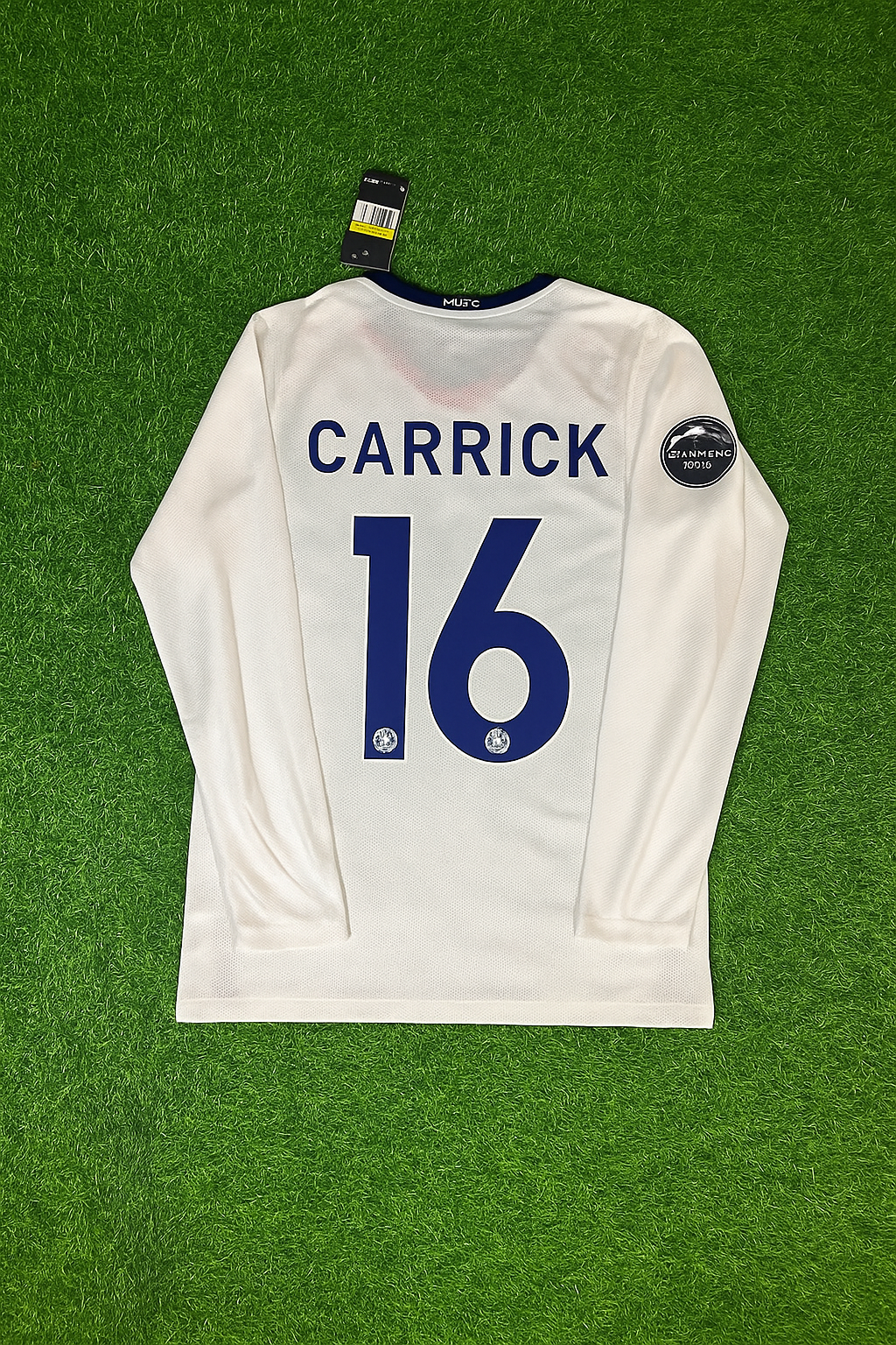 Michael Carrick 16 Manchester United 2009 Champions Leage Final Rome Retro Long Sleeve Jersey Trikot