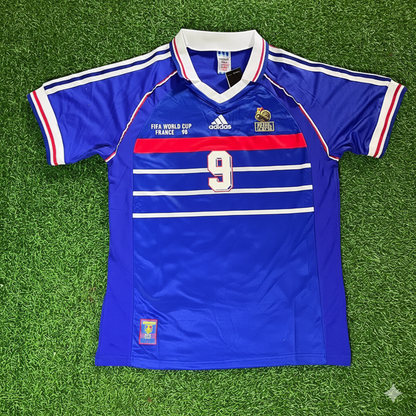 Nicolas Anelka France 1998 World Cup Retro Football Jersey Maillot Trikot Soccer Shirt