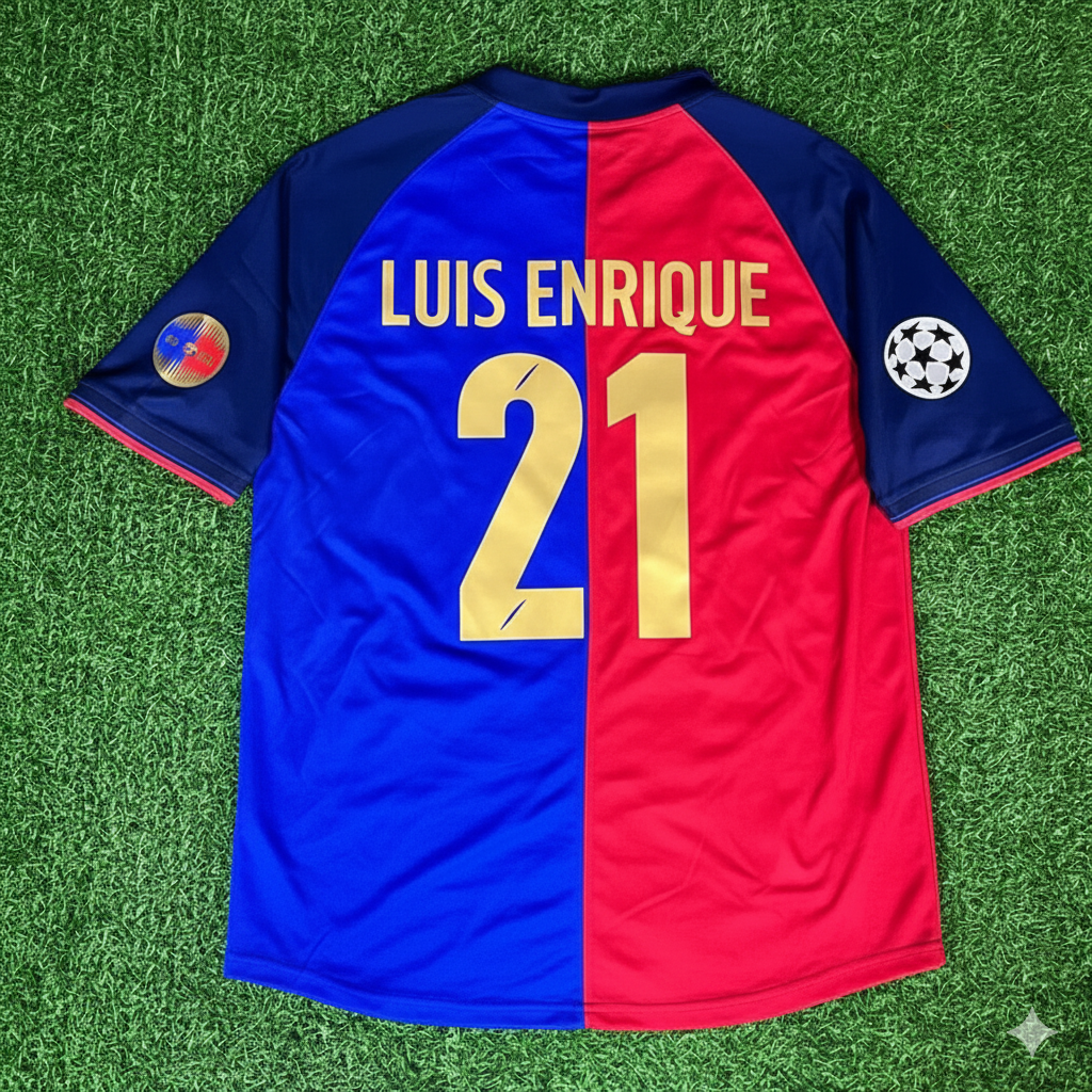 Luis Enrique 21 – Barcelona 1998/1999 Retro Kit Jersey – | Trikot | Maillot Soccer Shirt