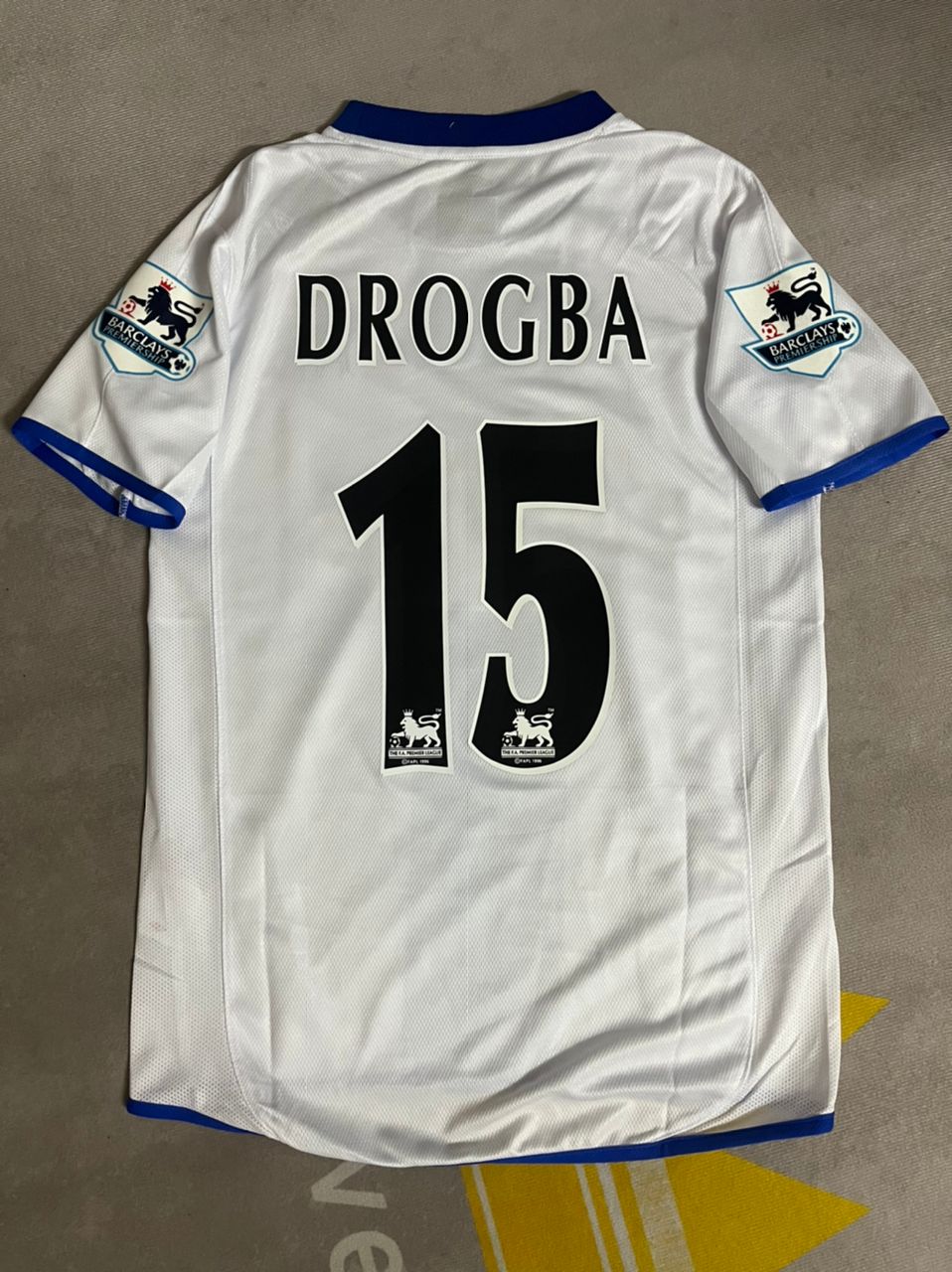 Didier Drogba Chelsea Away 2004 Retro Football Jersey with Premier League Patch